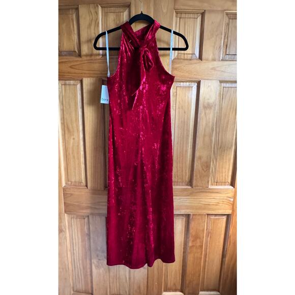 Bar III Red Crushed Velvet Halter Midi Dress – Size XS – NWT - Picture 7 of 7